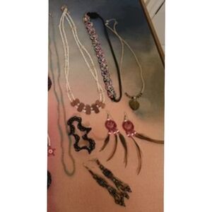 Native American Bohemian Tribal Mixed Jewelry Lot Dream Catcher, Beaded 7 Piece